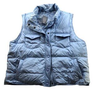 Lands' End Women's Goose Down Puffer Vest XL 18-20 With Paisley Lining Blue FLAW